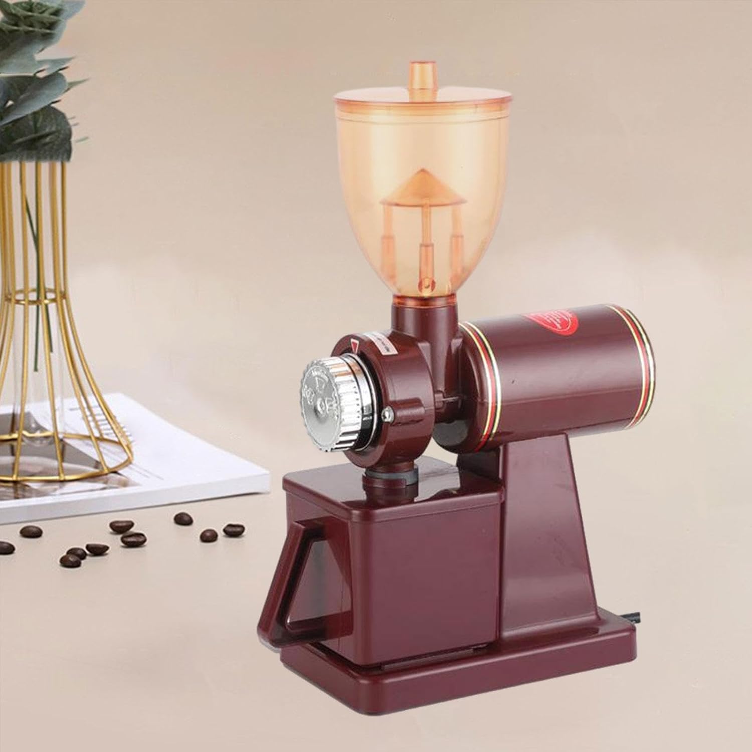 Dry Grinding Machine Burr Coffee Grinder Heat Dissipation Multipurpose Grain Mill Electric for Peanut Corns 110 V, Deep Red (Deep Red)