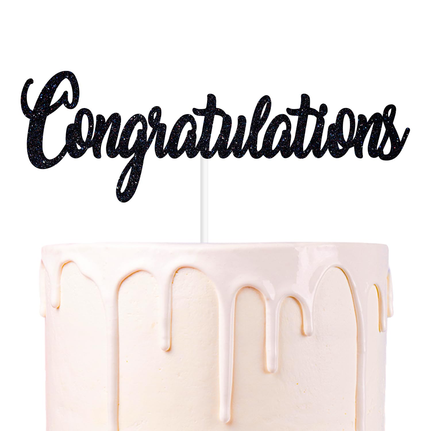 Black Glitter Congratulations Cake Topper, Congrats 2025/Class of 2025, 2025 Graduation Party Decorations Supplies