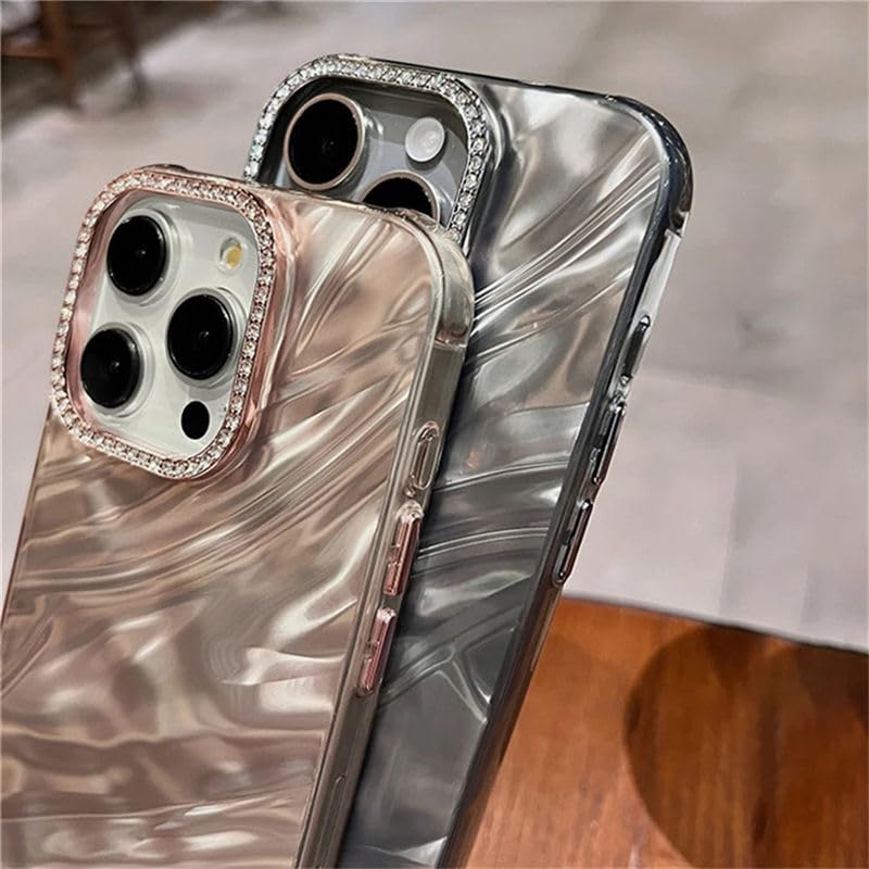 Image of DIZORO Compatible with iPhone 16 Pro Max Case | Marble Glossy Hard PC Back Cover with Diamond Camera Protector | Ultra Stylish Shockproof Back Cover Case for Girls Women-Desert