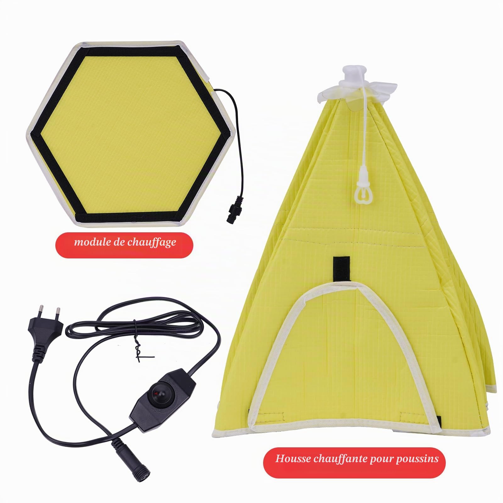 Poulailler Chauffage 80W Chaleur Poulets 80℃ Éleveur de Poussins Tente de Chauffage Pliable pour Poulailler Incubateur Automatique pour Poulets Volailles Tente de Chauffage Pliable pour