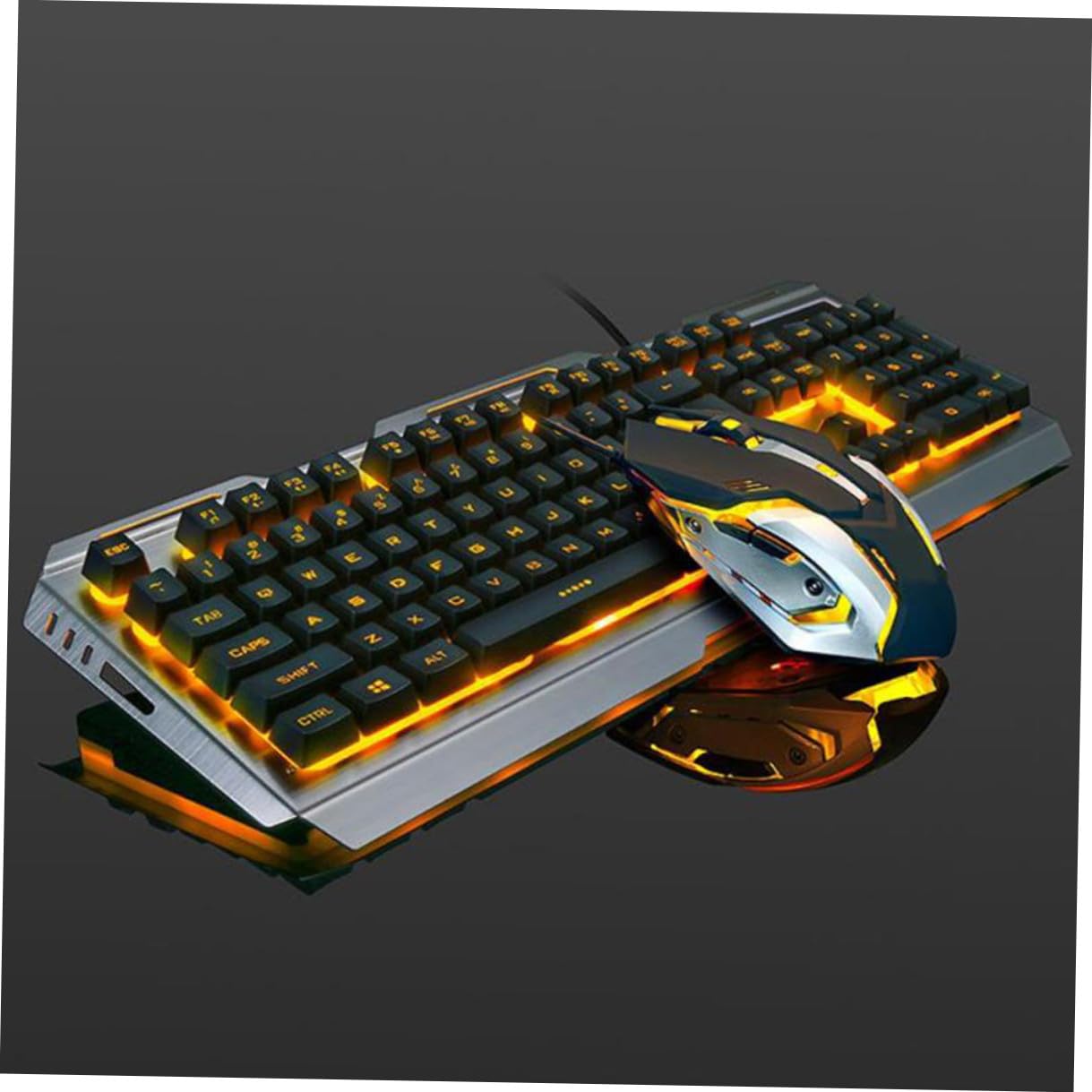Set Tastiera e Mouse Meccanici USB Retro Nero in Plastico | Retroilluminazione Led, Tasti Flottanti ad Alta Elasticità, Scorciatoie Fn Multimediali, Incisione Caratteri