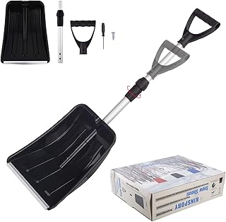 Emergency Snow Shovel, KINSPORY Portable Extendable Handle Aluminum Shaft for Car Snow Removal, Garbage Wipe Out, Shovel Soil