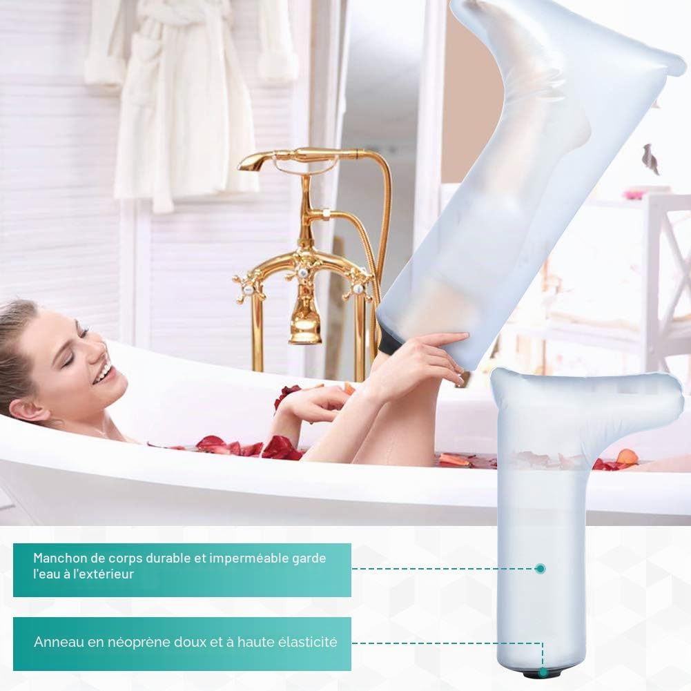 Akozon Housse de Protection Imperméable pour les Plâtres et Pansements Protège Plâtre éTanche et Protecteur de Bandage Utilisé pour Demi-Jambe Adulte Protège plâtre Jambe pour Tout en Douche/Baignade