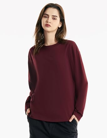 Men's 100% Cotton Long Sleeve T-Shirt Basic Solid Color Crewneck Tee, Soft Casual Comfort Fit Top