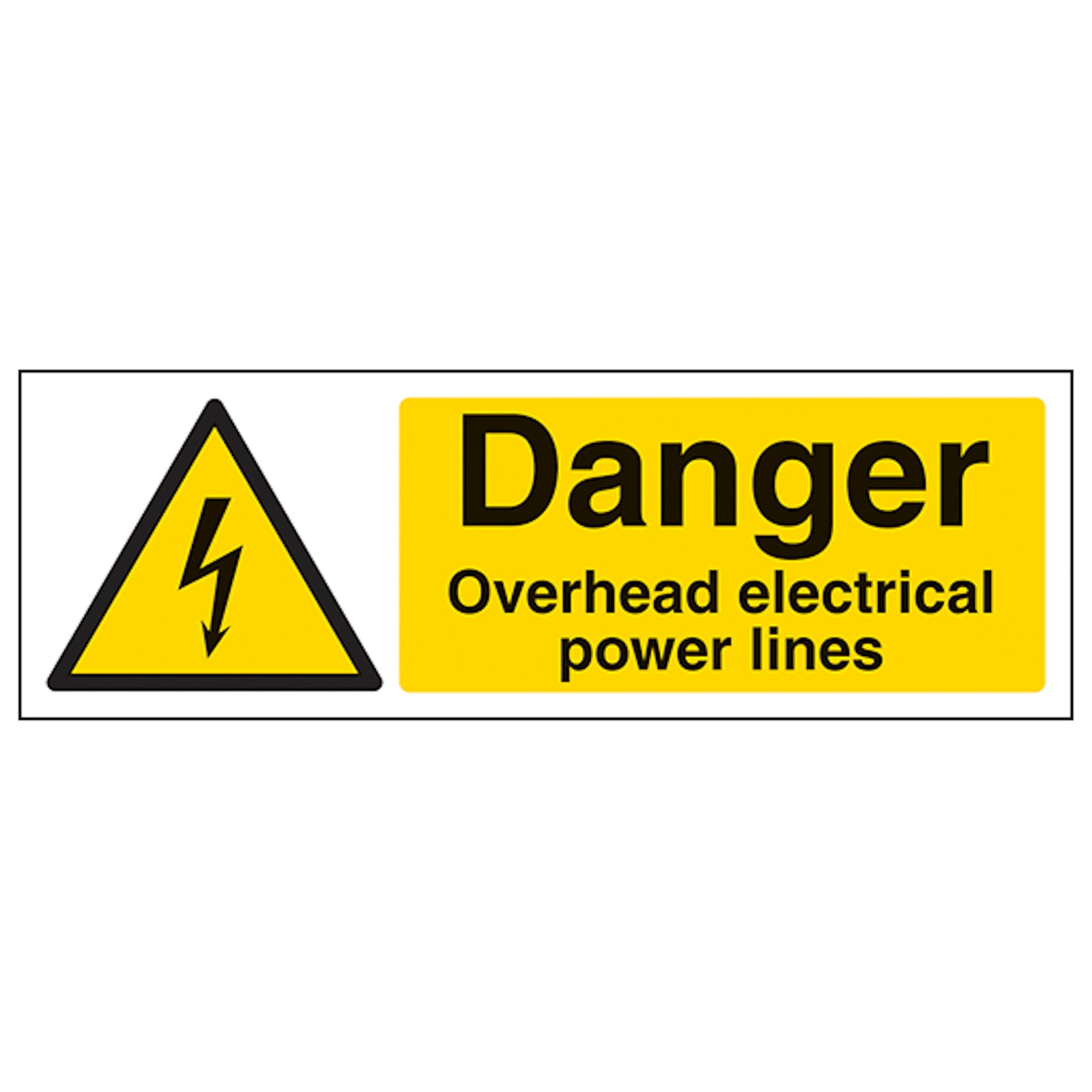 V Safety Danger Overhead Power Lines - Landscape 300 x 100 mm - 2mm Super-Tough Rigid Plastic Safety Sign
