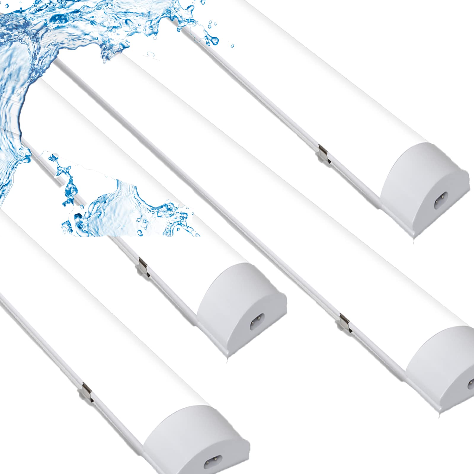 Ikodm LED Tuba 150 cm Ultraslim Interconnectable 48W, wodoodporna oprawa 3600LM, lampa sufitowa LED IP65, lampa warsztatowa, świetlówka do garażu, magazynu, biura, 4000K, zestaw 4 szt