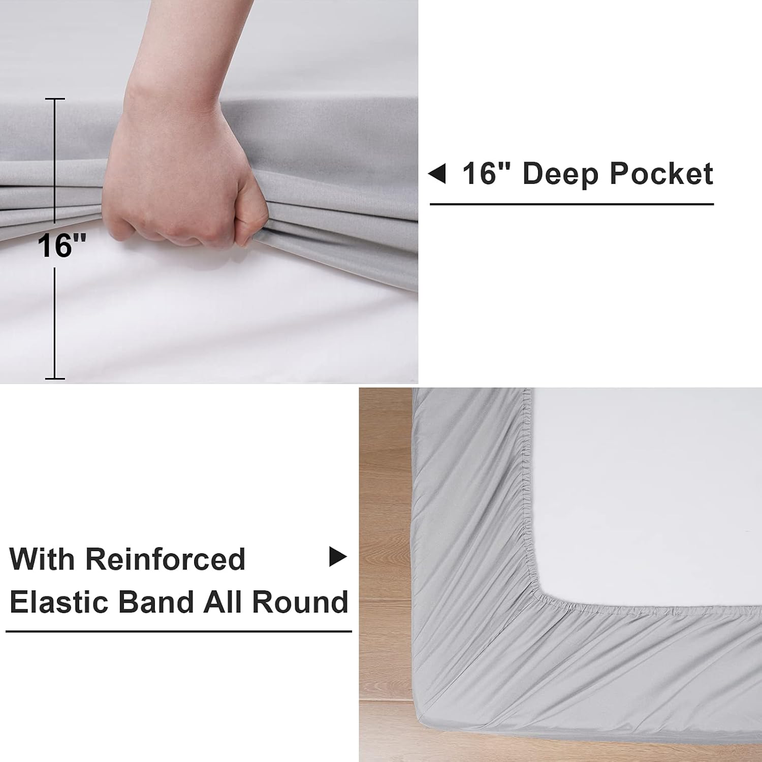 PHF Super Soft Microfiber Bed Sheet Sets Queen, 4pcs Silky Smooth Breathable Comy Sheets and Pillowcases Bedding Sets, Light Grey : Home & Kitchen