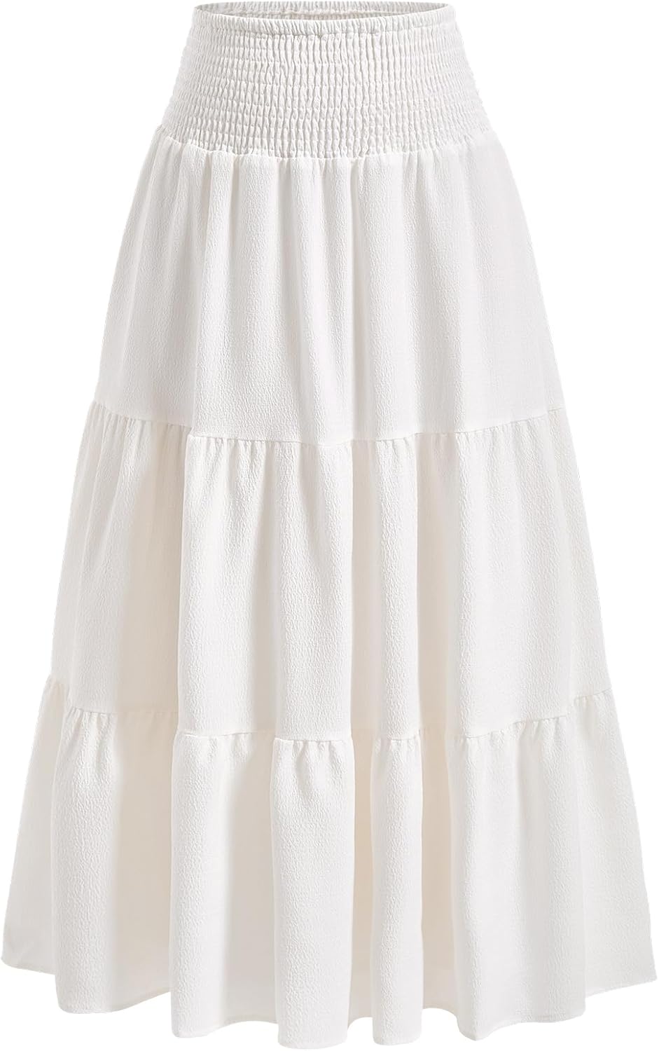 Women's Summer Tiered Ruffle Maxi Skirt Boho High Waisted Flowy Vacation Skirts