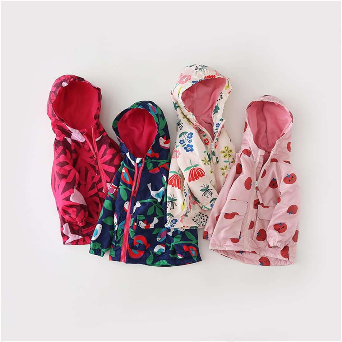 Baby Boys Girls Spring Autumn Long Sleeve Hooded Coat Cartoon Zipper Windbreaker Casual Jacket Outwear