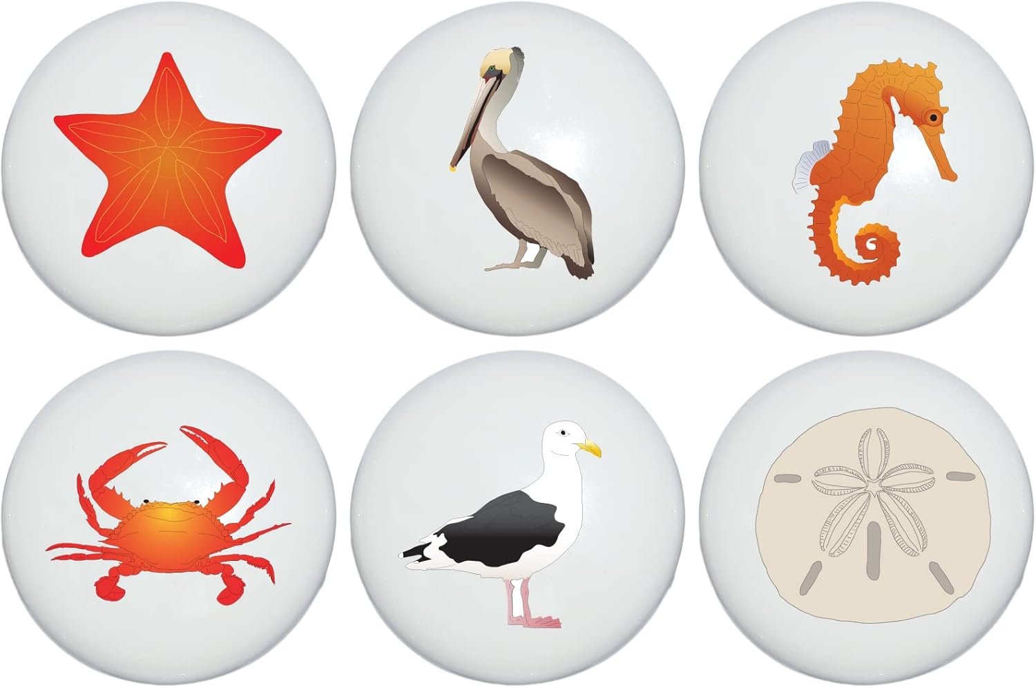 Nautical Sea Animals Drawer Pulls Ceramic Beach Cabinet Knobs Nursery Decor Set of 6