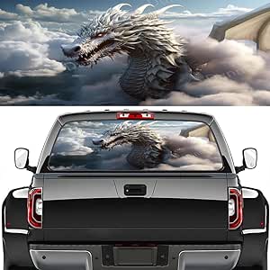 Amazon.com: Cool White Dragon Rear Window Decal Wrap Graphic, Abstract ...