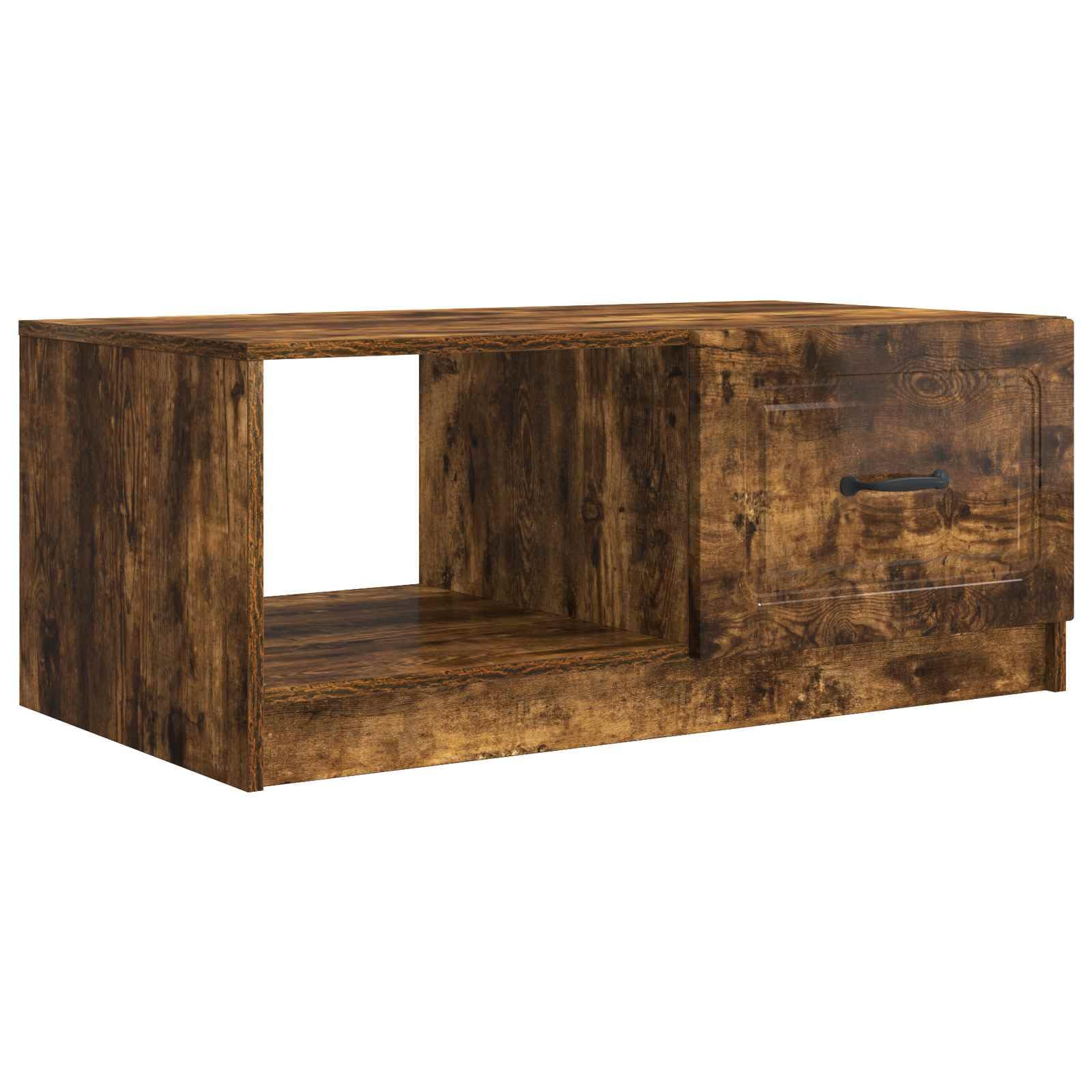 Table basse moderne en chêne fumé au design vintage épuré