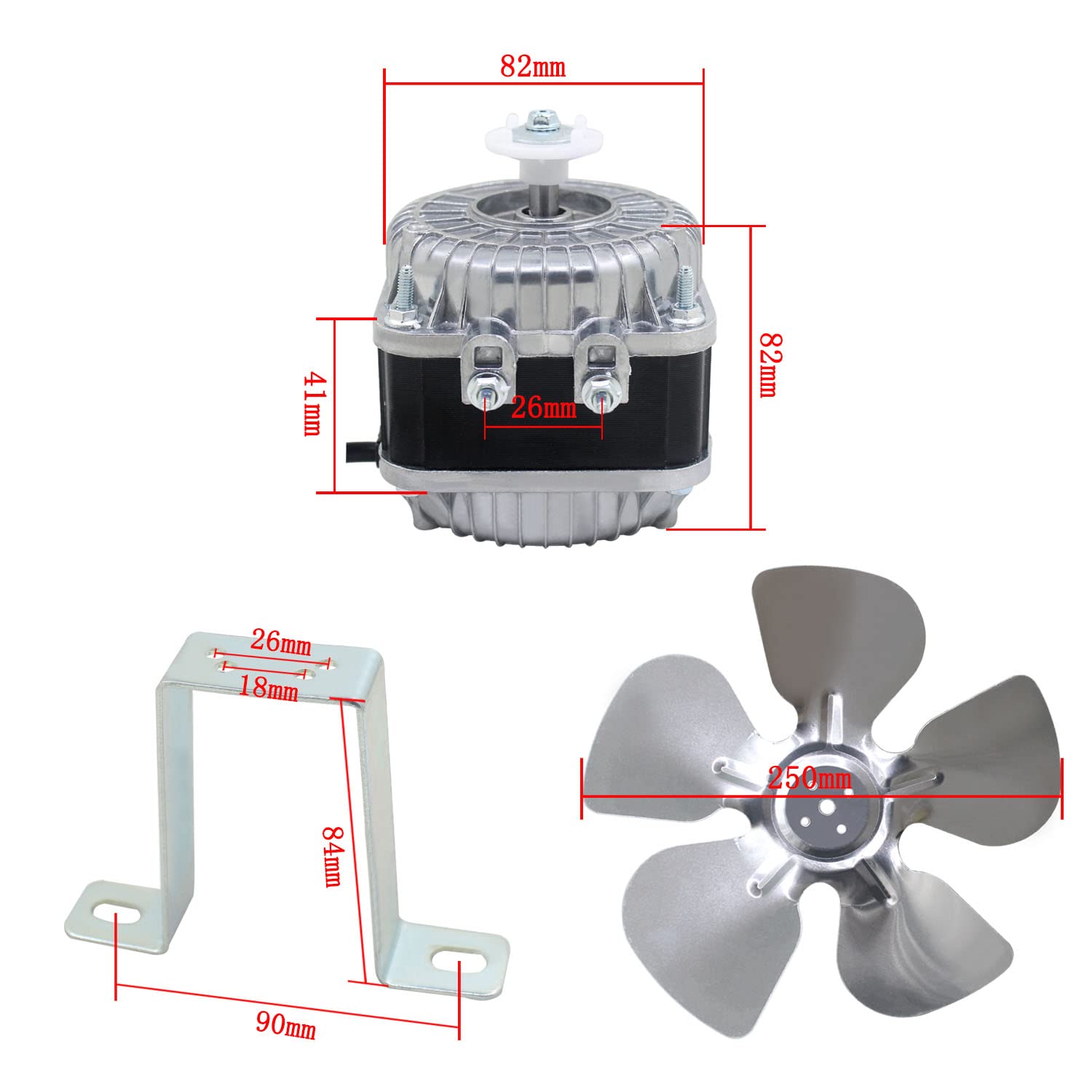 Motore ventola frigorifero con supporto 220v ventilatore congelatore freezer 25-90w motore frigo evaporatore refrigerante