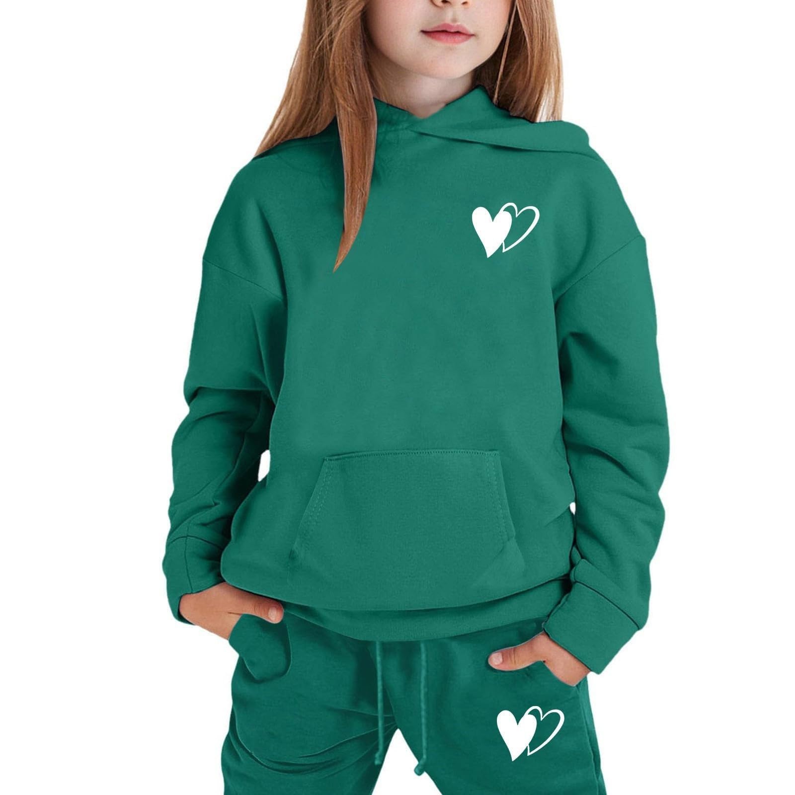 Conjunto deportivo de 2 piezas para niñas y niños, de manga larga, sudadera con capucha, pantalones deportivos, pantalones deportivos, ropa deportiva