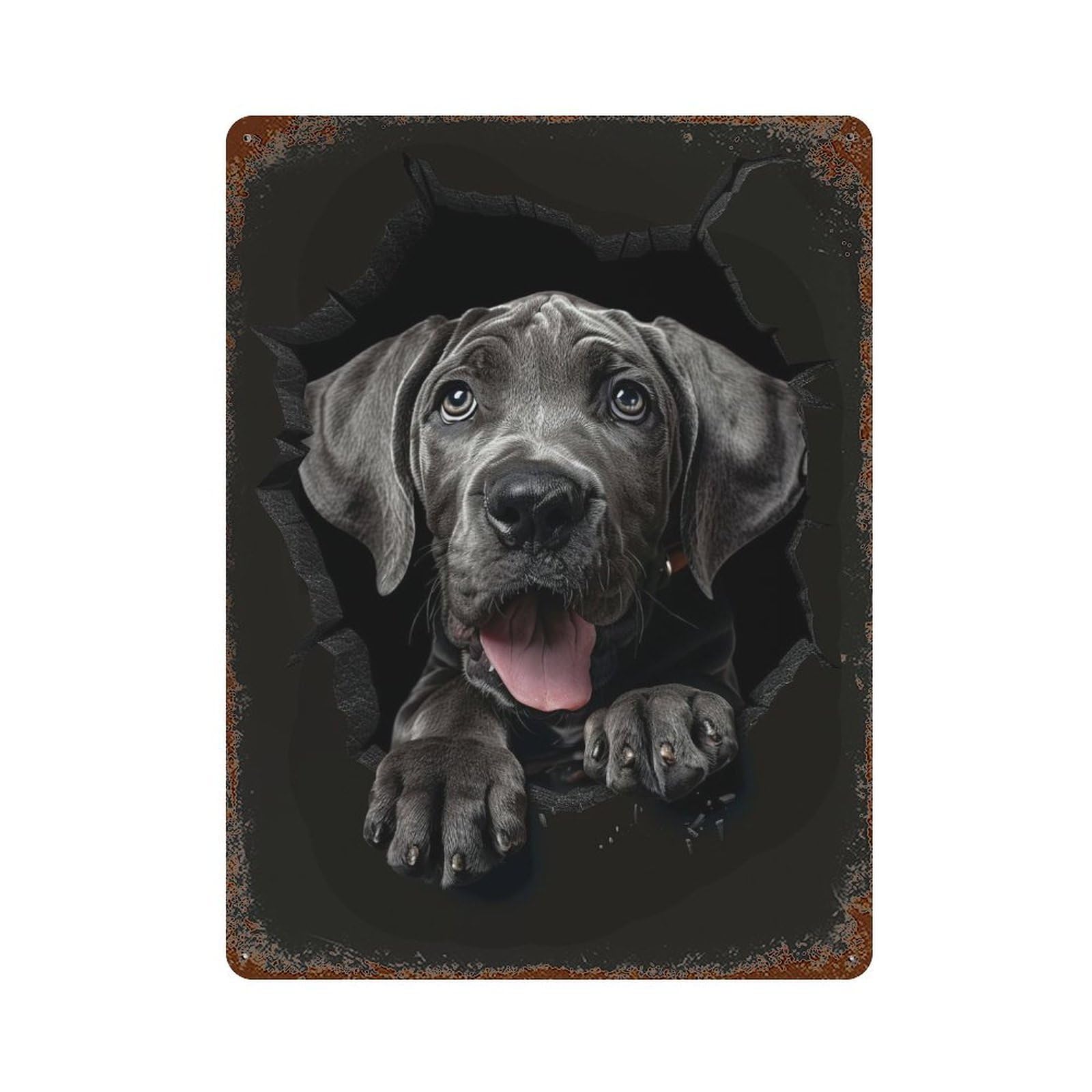 Great Dane Decorative Tin Sign 15.7"x11.8", Retro Wall Decor for Living Room, Hallway And Home Decor