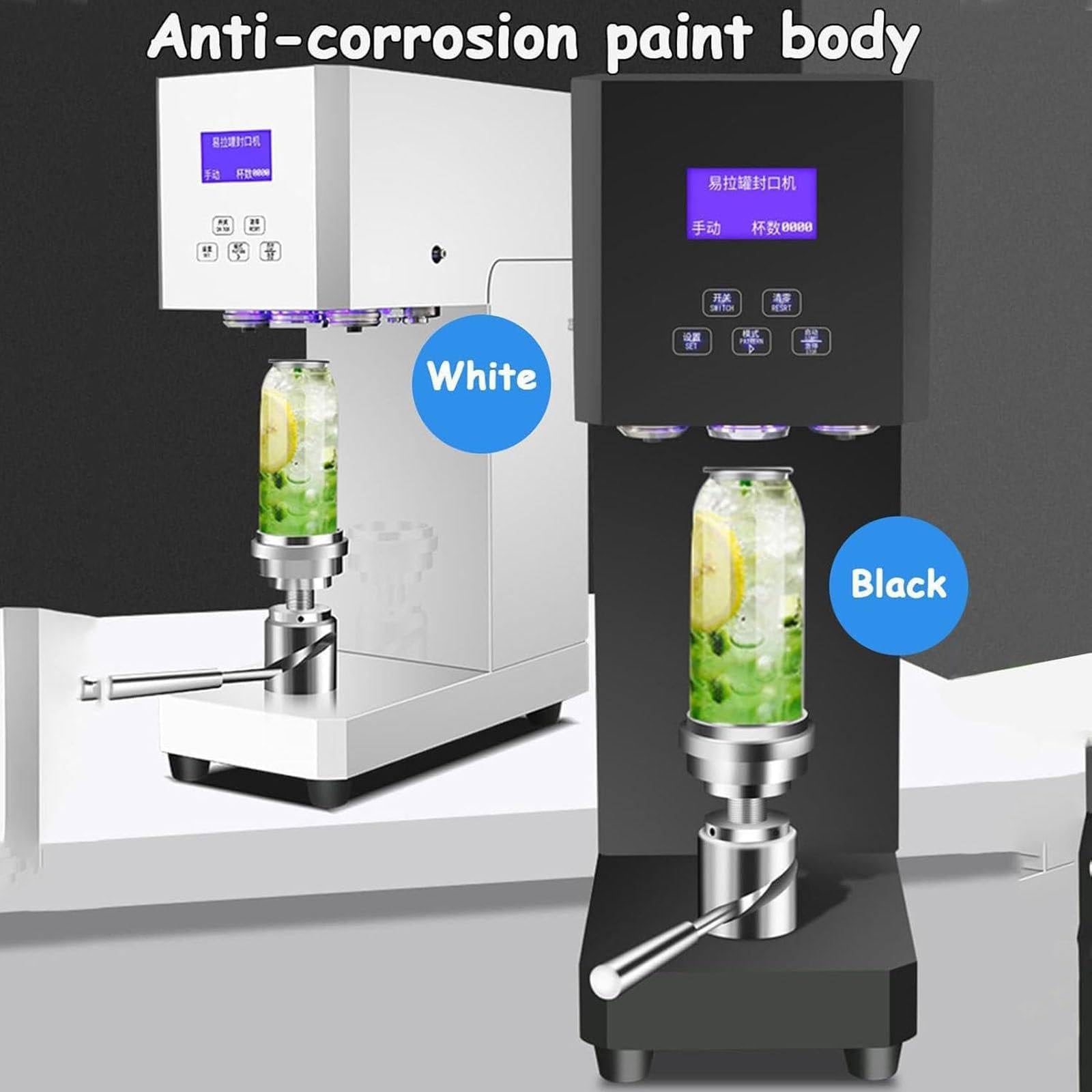 Máquina selladora de latas totalmente automática, 370 W, 55 mm, altura ajustable con pantalla LED para uso doméstico y comercial