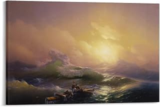 The Ninth Wave by Ivan Aivazovsky Famous Artworks Hanging Picture Print Posters Wall Art Painting Vintage Canvas Decor Home Aesthetic Decorative 20x30inch(50x75cm)