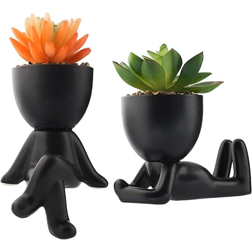 Jonokiio Fake Succulent, Mini Succulents Plants Artificial in 2 White Ceramic Pots, Cute Faux Plant Small Artificial Greenery Potted Plants for Home Bathroom Living Room Office Desk Decor