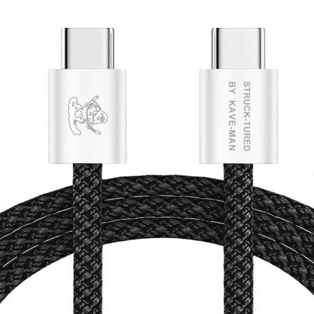60W USB C to USB C Fast Charging Cable | C to C Type C Charger Cord for Phones & Tablets | Nylon Braided 6.6 ft | Kave-Series Pebble 60