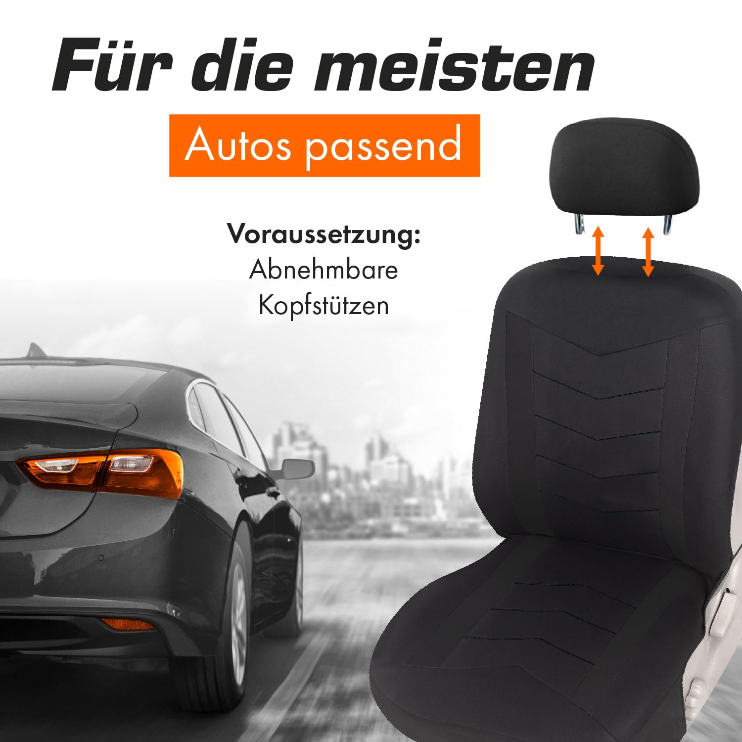 Upgrade4cars Autositzbezüge Set für die Vordersitze schwarz | Auto-Schonbezüge Universal Schwarz Auto-Sitzbezug Sommer Winter | Autozubehör Innenraum | Geschenke für Frauen und Männer