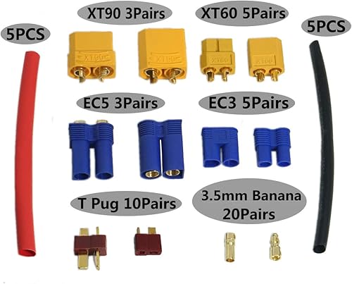 Miniatura 2 de XT60 / XT90 / EC3 / EC5 / T Plugs /0.138 in Banana Plug macho hembra adaptador conectores con tubo termorretráctil compatible con batería RC Lipo