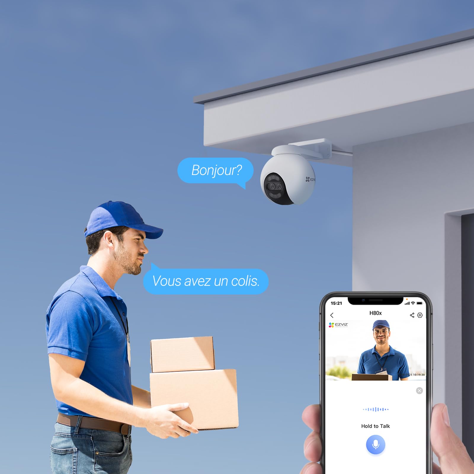 EZVIZ H80x Caméra Surveillance WiFi Extérieure 4K à Double Objectif, Colorfull Vision Nocture, Détection de Personnes/Véhicules, Zoom et Suivi automatiques, Défense Active, Audio Bidirectionnel