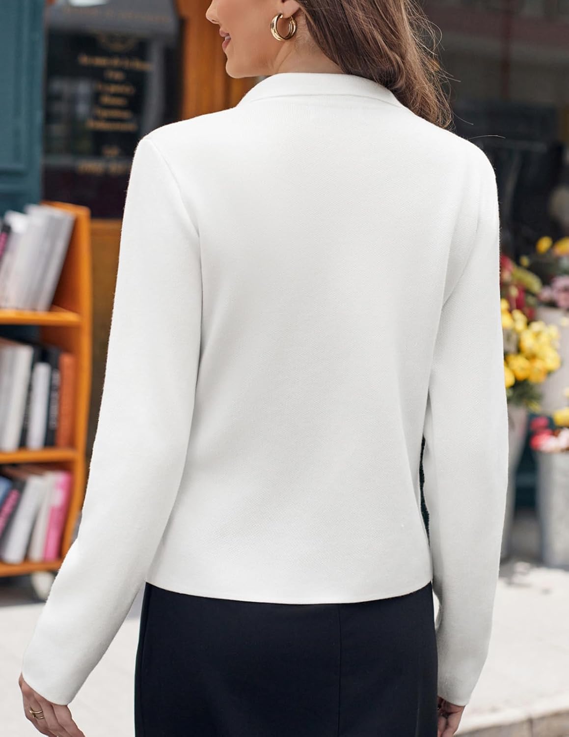 GRACE KARIN Women Sweater Blazer Casual Work Croppped Cardigan Lightweight Button Front Short Knit Blazer Jacket S-XXL - Image 4