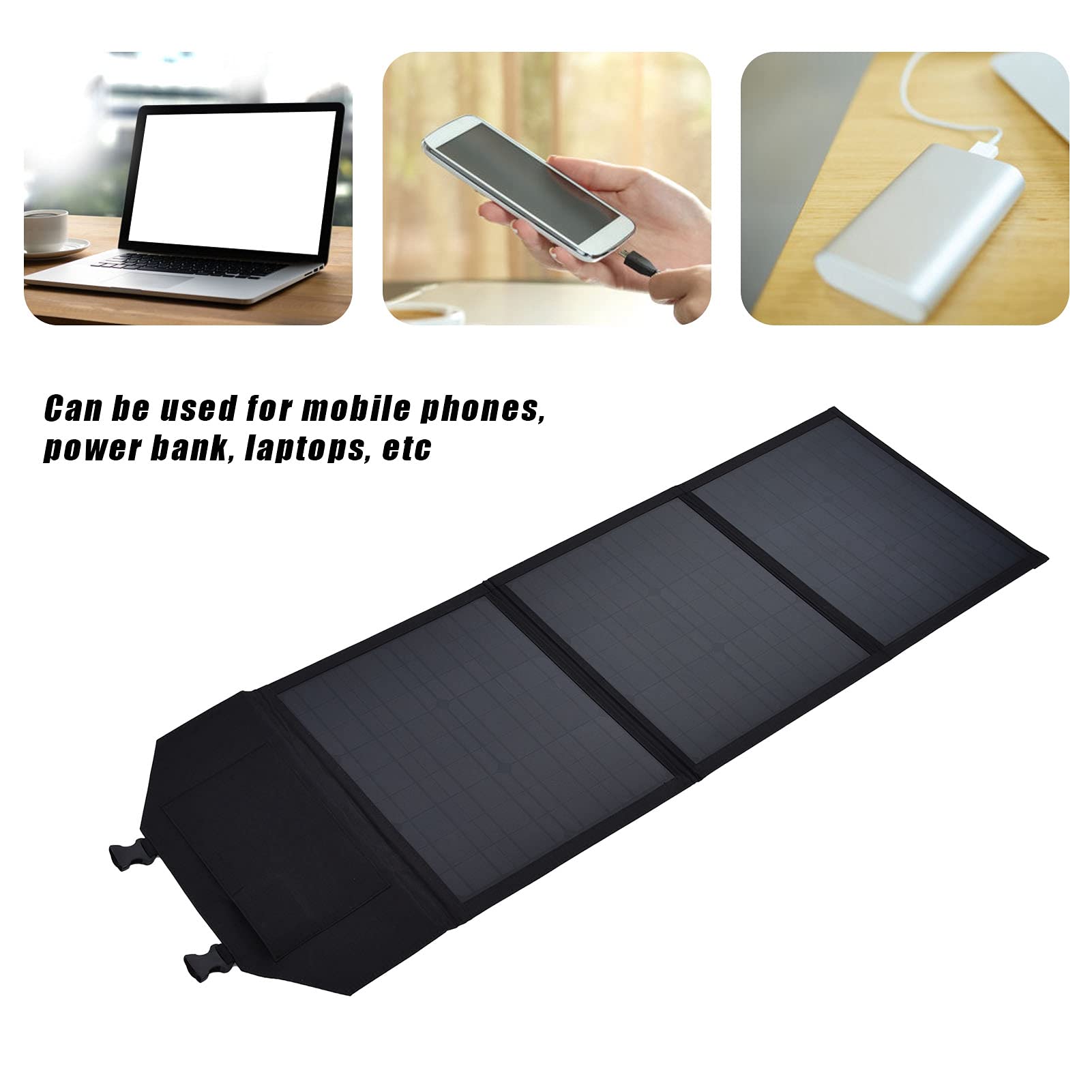 60W Panel Solar Portátil, Cargador Monocristalino Plegable