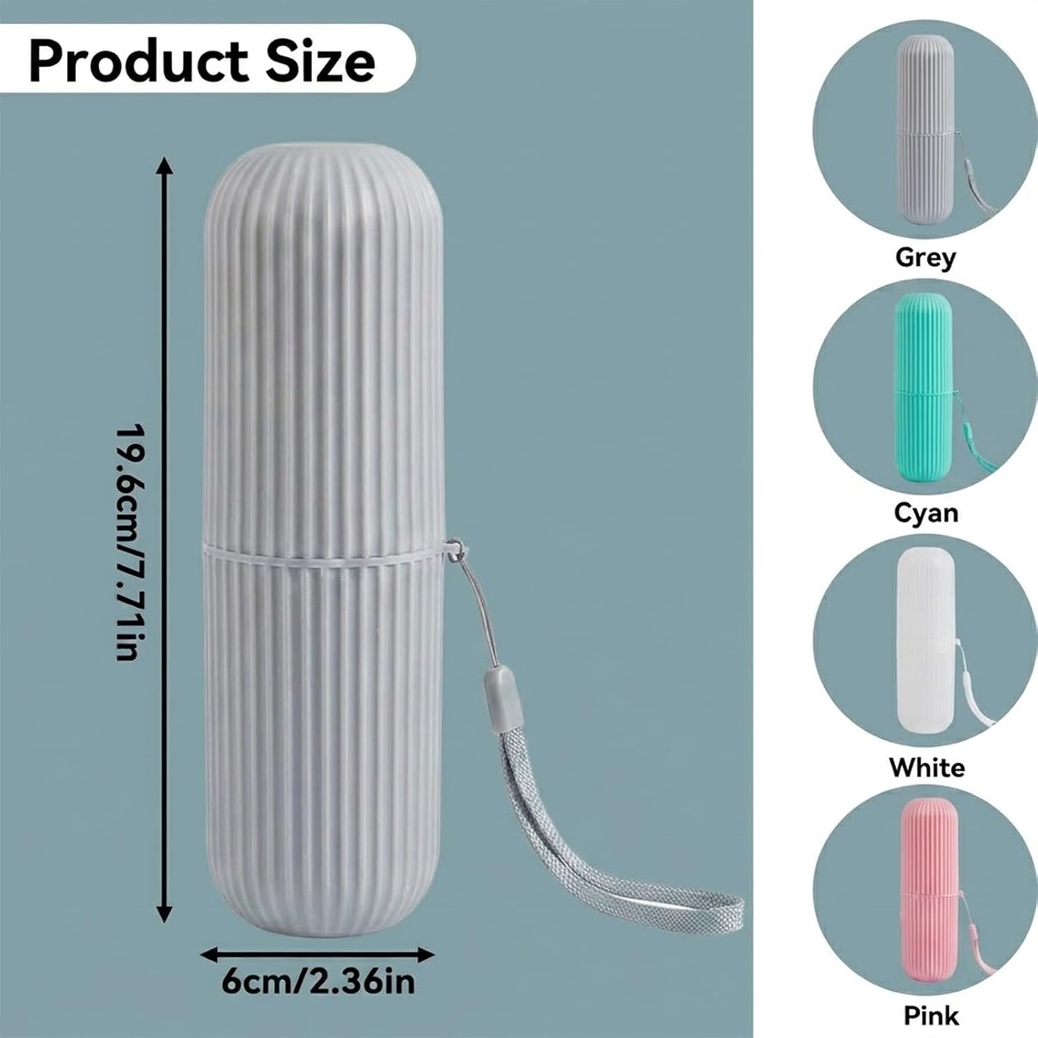 4 Pack Toothbrush Travel Case - Portable Toothbrush Cup, Detachable Toothbrush And Toothpaste Holder - Cyan, Pink, White, Grey