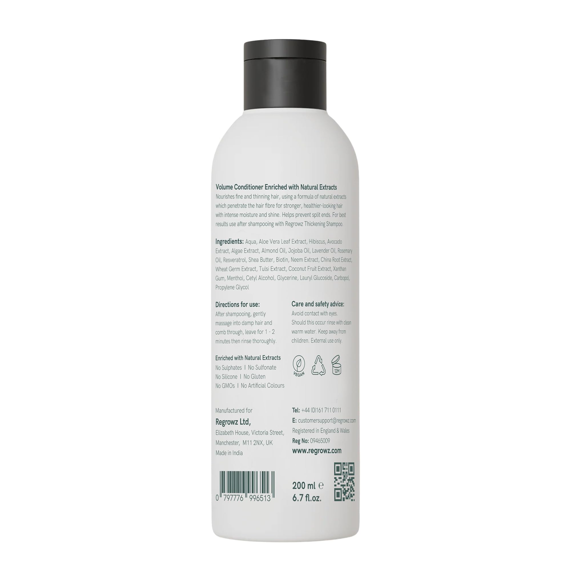 Regrowz Volume Conditioner 200 ml Lot de 3 après-shampoing épaississant à la biotine pour cheveux fins et clairsemés, restaure et renforce des cheveux plus forts et plus sains pour hommes et femmes