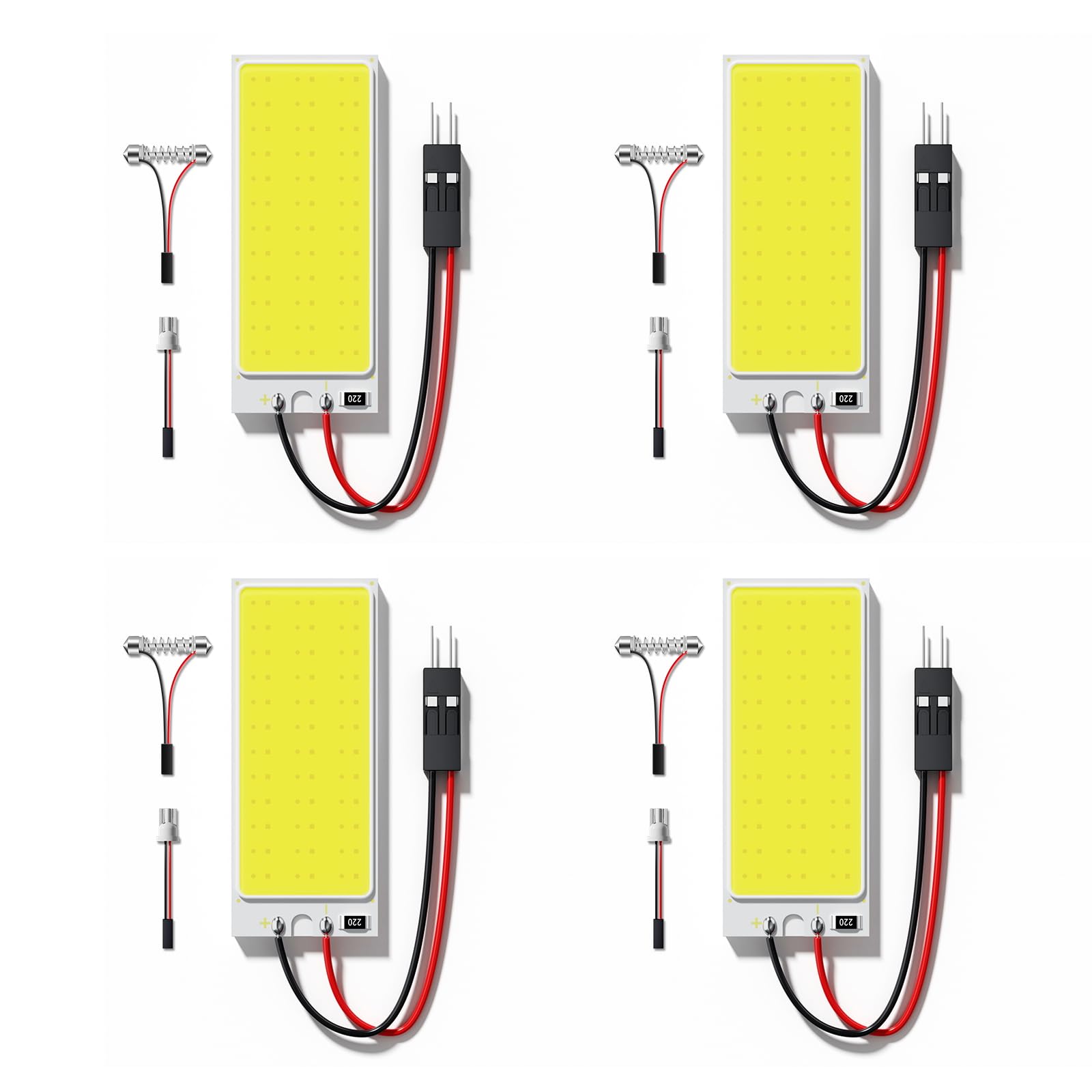 Defvnsy 1.8W Panel Licht, 5w 12V Weiße mit 8 Adapter | für 501 194 31mm 36mm 41mm Soffitten Innenbeleuchtung, 4 Stück