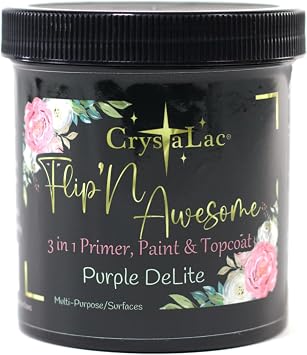 CrystaLac, FlipN'Awesome 3in1 Paint, Primer, Top Coat (Purple DeLite, 16oz Pint)