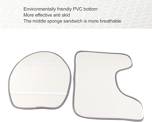 Vista 14 de Juego de 3 tapetes de baño, tapetes con relieve para tapa de inodoro, tapete antideslizante absorbente lateral para baño, baño (rojo)