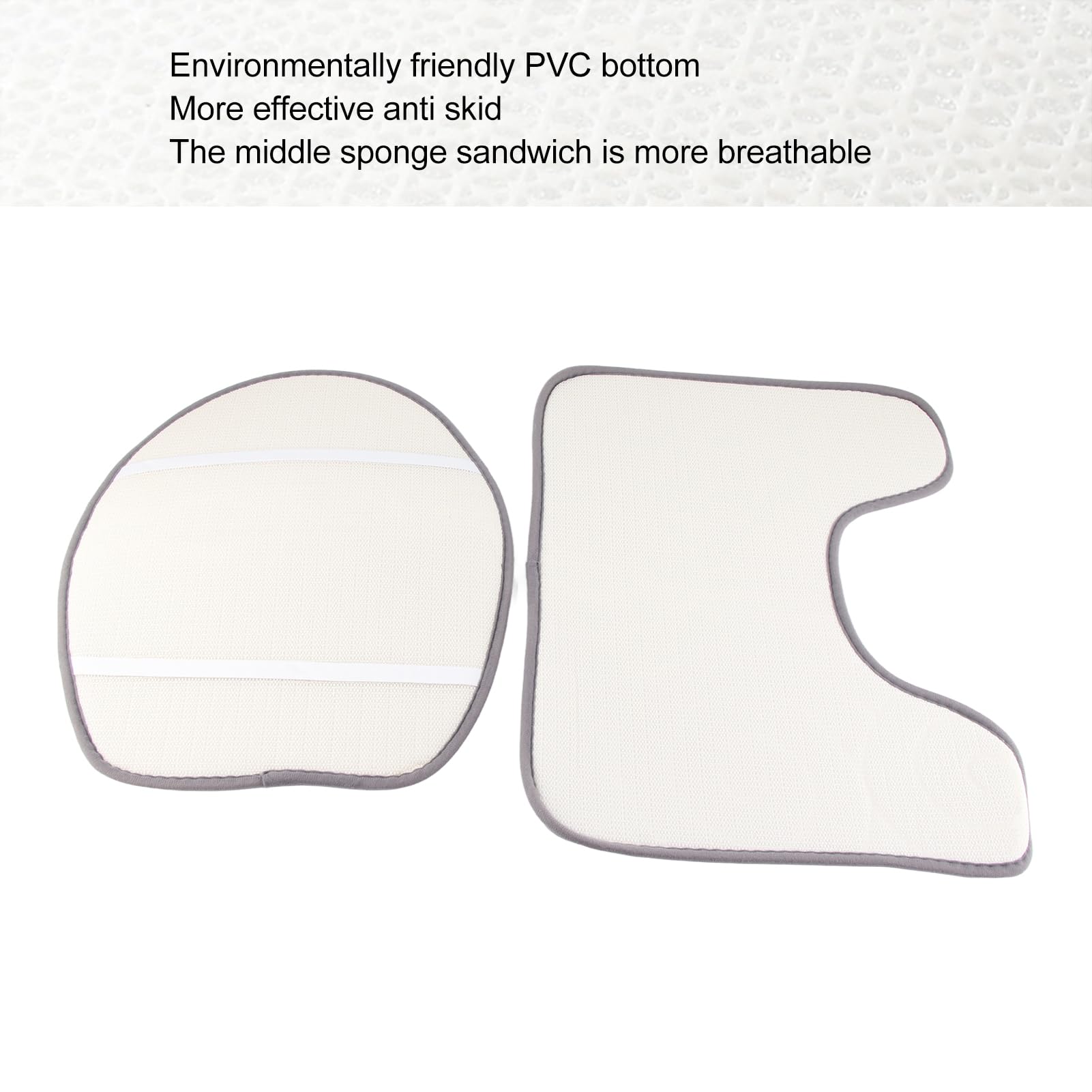 Set di 3 tappetini da bagno in memory foam, motivo pietre, antiscivolo, tinta unita, tappetini da bagno per lato vasca da bagno, grigio