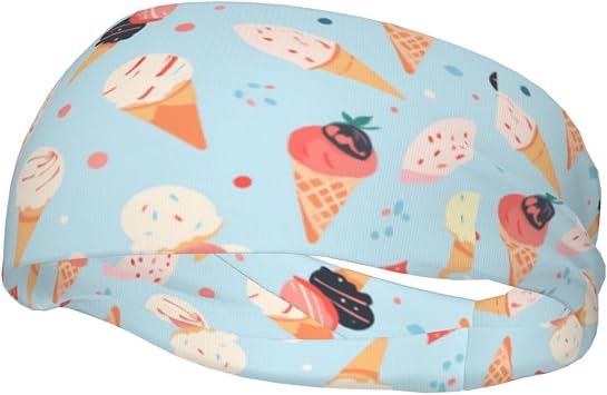 Phayah The Cone of Ice-Cream Cone Pattern Headbands Women Men Sweatband Sports Headband for Running, Cycling, Yoga Gym, Working Out