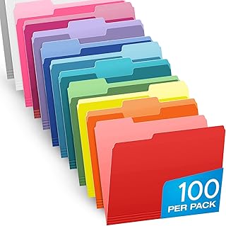 Pendaflex Colored File Folders Letter Size - 100 Pack of 12 Assorted Col...