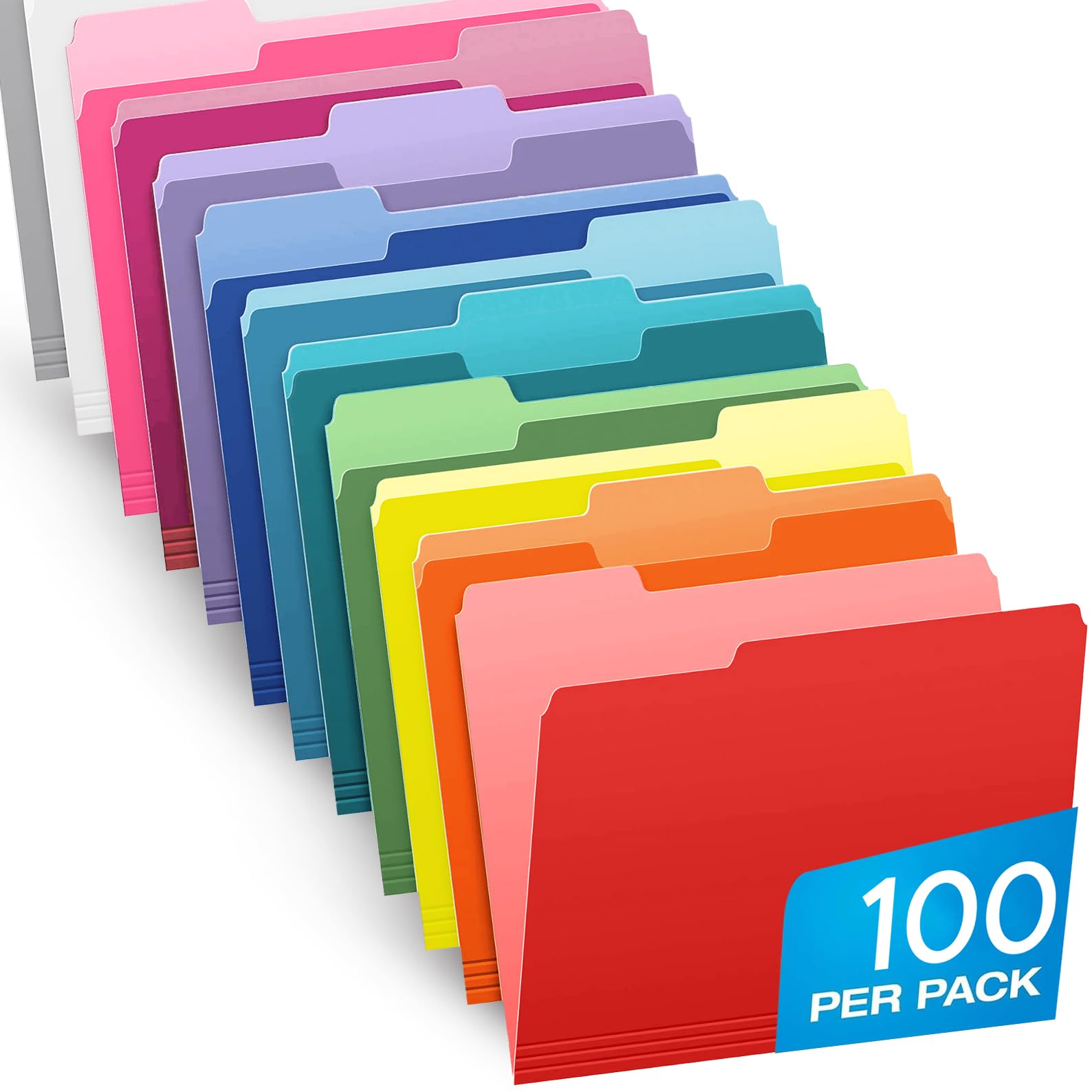 Pastas Arquivo Coloridas - Pacote 100 Unidades Com Abas