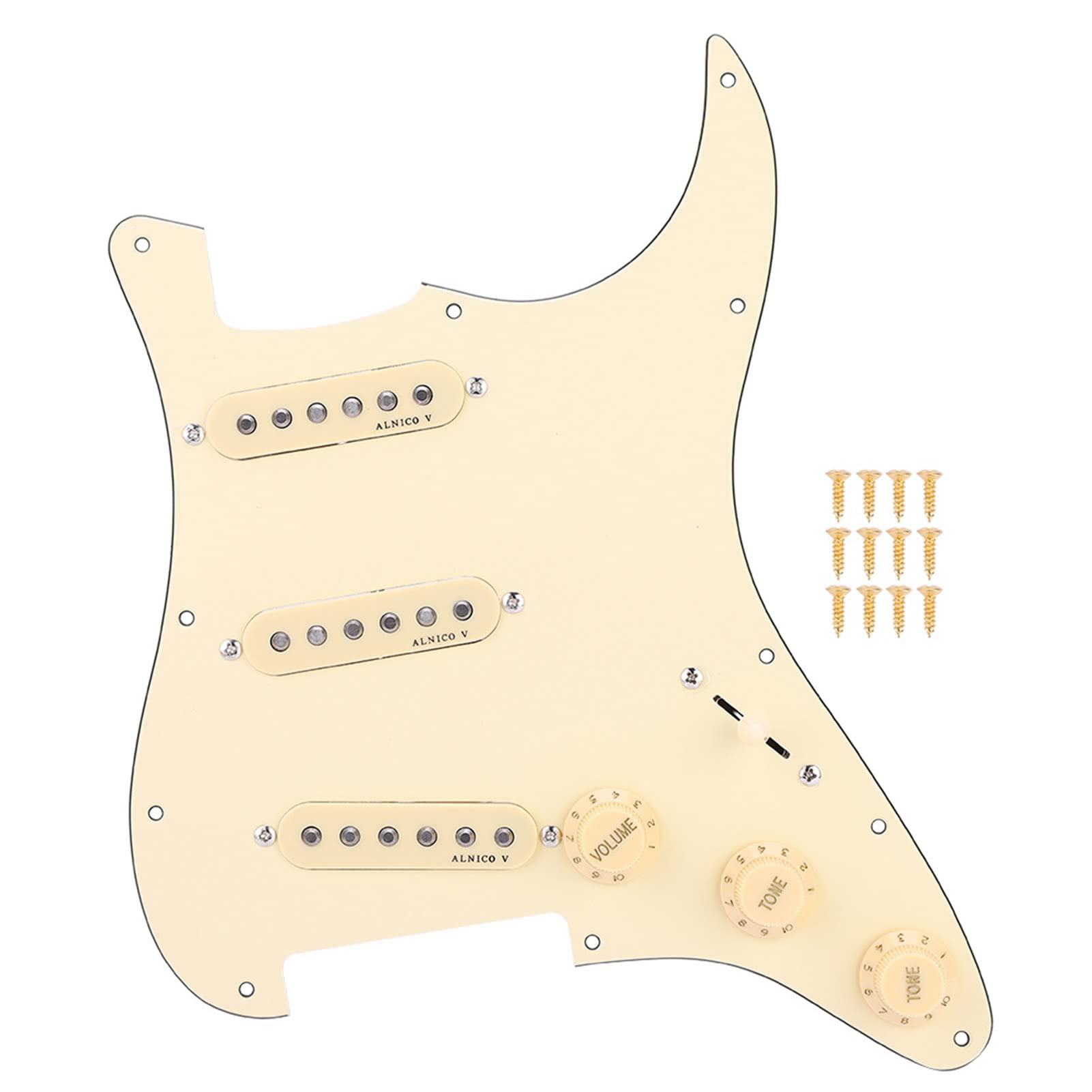 Dilwe Pickguard załadowany do gitary, załadowany pickguard z magnesem Alnico V, wstępnie okablowane przetworniki SSS do gitary elektrycznej