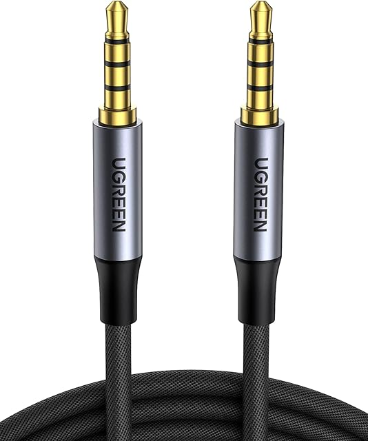 UGREEN 3.5mm Audio Mic Cable 4-Pole TRRS Aux Male to Male Lead Headphone Mini Jack to Mini Jack Stereo Cord Compatible with Microphone Headset Earphone Speaker Xbox PS4 Phone Laptop PC TV Car Mp3(1M)