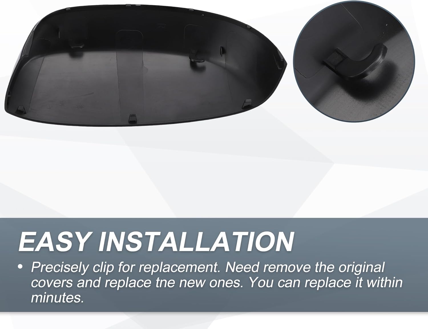 X AUTOHAUX Pair Side Mirror Cover Upper Half Cap Clip-on for Chevy Tahoe Avalanche Silverado Suburban 2007-2014 for GMC Sierra Yukon Xl 1500 2500 3500 HD for Cadillac Escalade Gloss Black