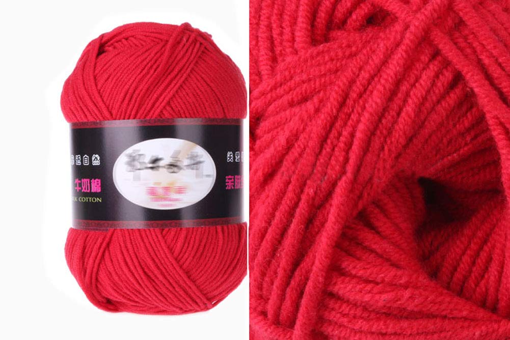 Panda Legends Milk Cotton Yarn R1002 knitting Yarn Scarf Yard Warm &Soft Yarn, Bright Red(35)