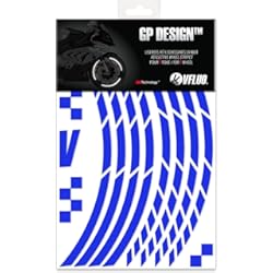 Cubre Rueda Moto VFLUO GP Design™, Kit de Cintas, Rayas Retro Reflectantes para Llantas de Moto (1 Rueda), 3M Technology™, Anchura XL : 10 mm, Azul