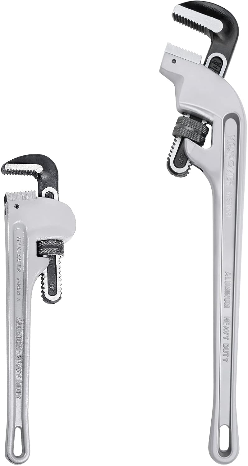 MAXPOWER 14-inch Straight Pipe Wrench and 24 inch End Pipe Wrench