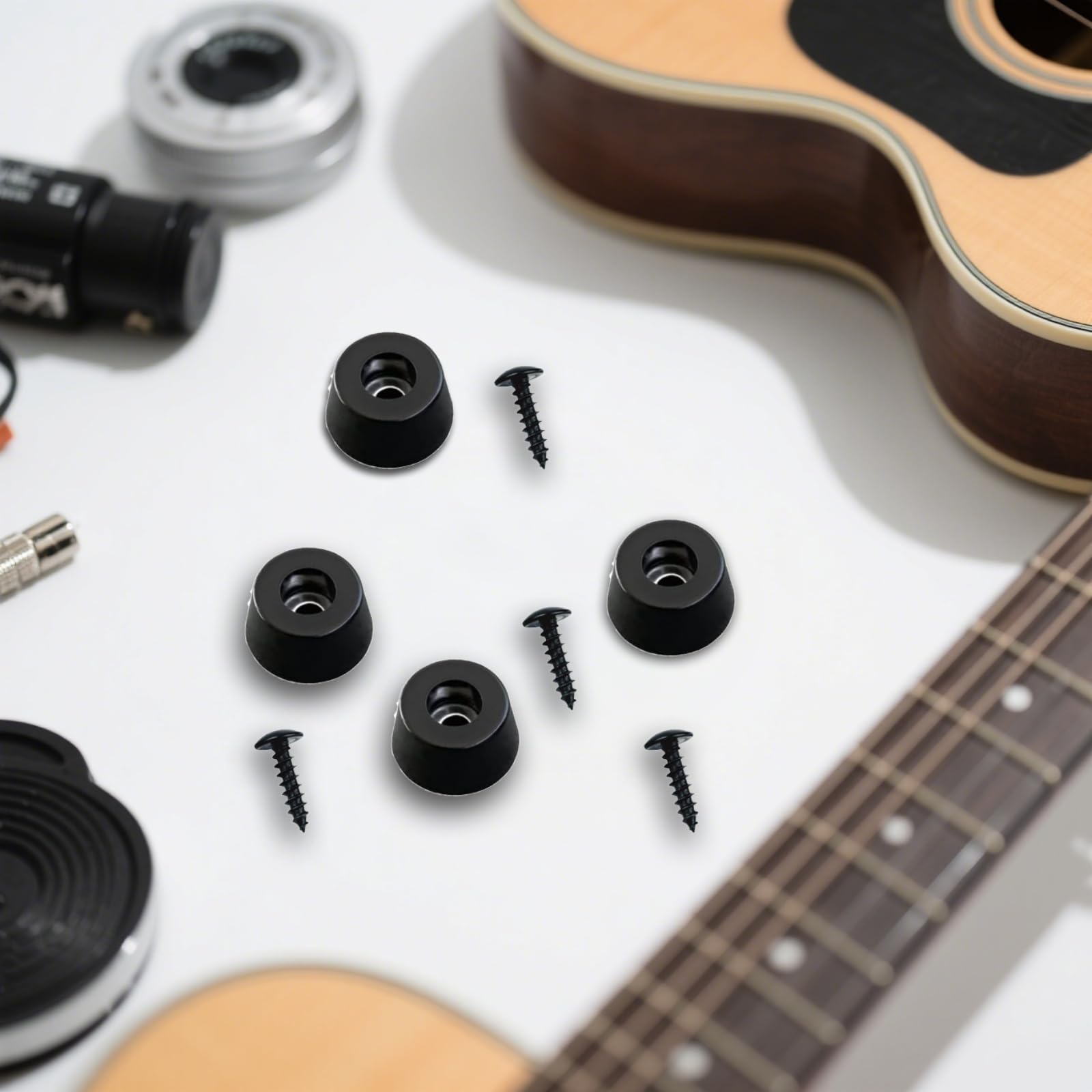 Plattenspieler-Isolationsfüße, schwarze Lautsprecher-Gummifüße, rutschfeste Lautsprecher-Isolationspads für Gitarrenverstärker, Schränke und Audio-Ausrüstung, 8 Stück