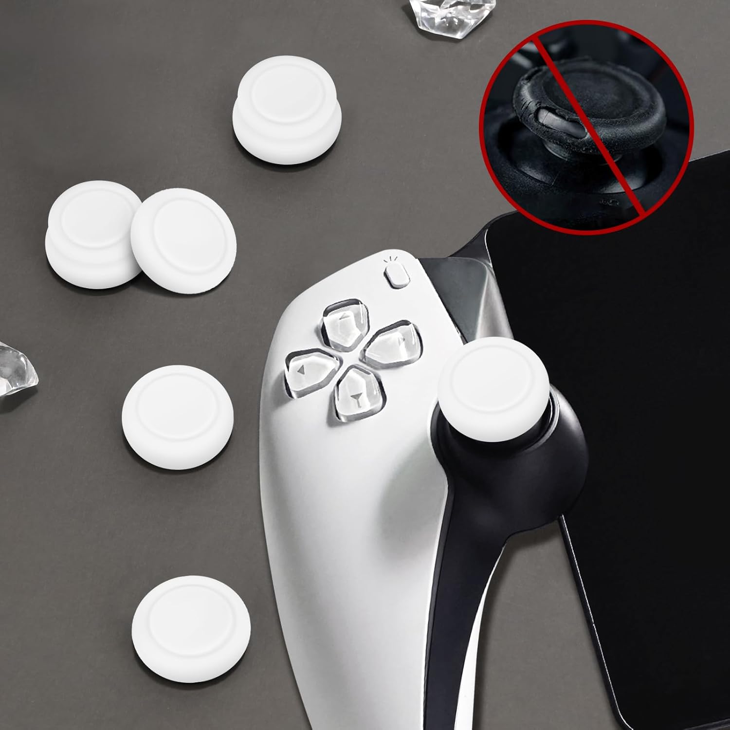DLseego Thumb Grips Caps for PlayStation Portal Ps5, Different Height Anti-Slip & Anti-Scratch Anti-Fingerprint Protective Cover 6 Thumb Stick Caps for PlayStation Portal Remote Player - White