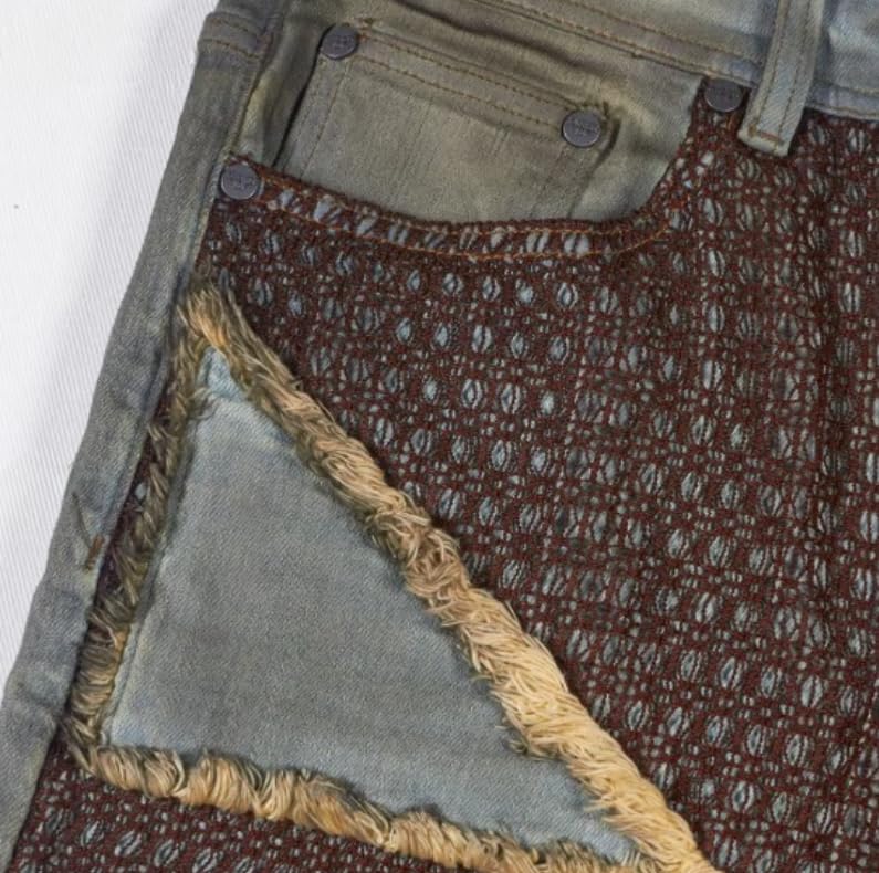 Men's Straight-Leg Mid-Thigh Denim Pants with A Fitted and Blended Denim Design. Designed for a Casual and Retro Look. 6