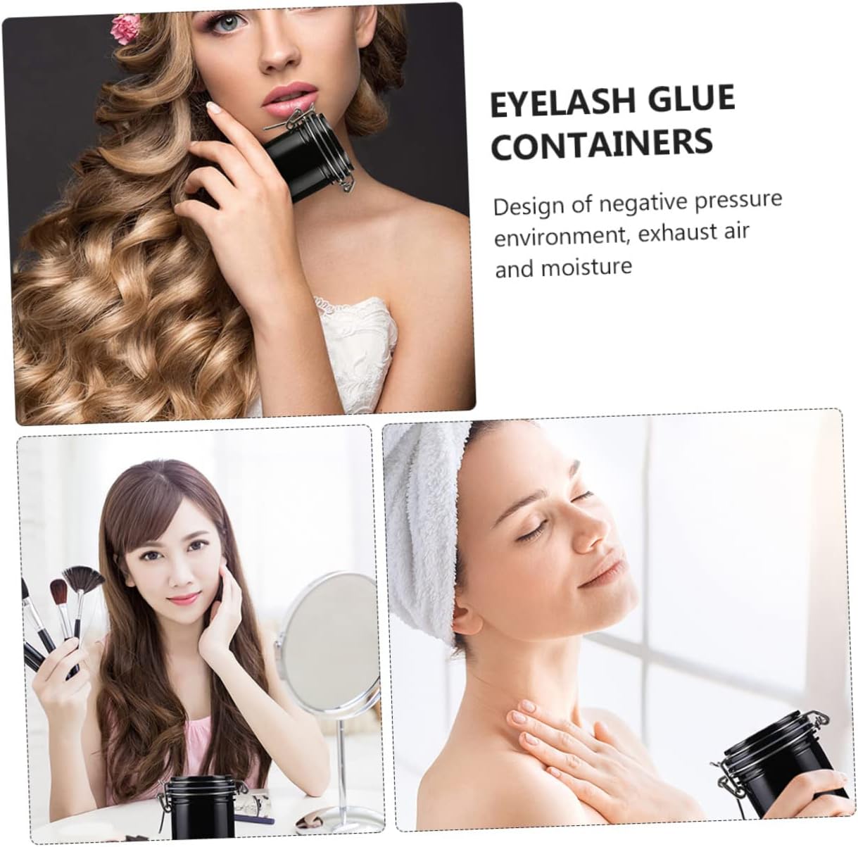 2pcs Glue Storage Case Eyelash Extension Container Sealed Eyelash Jar Jars Lids Design