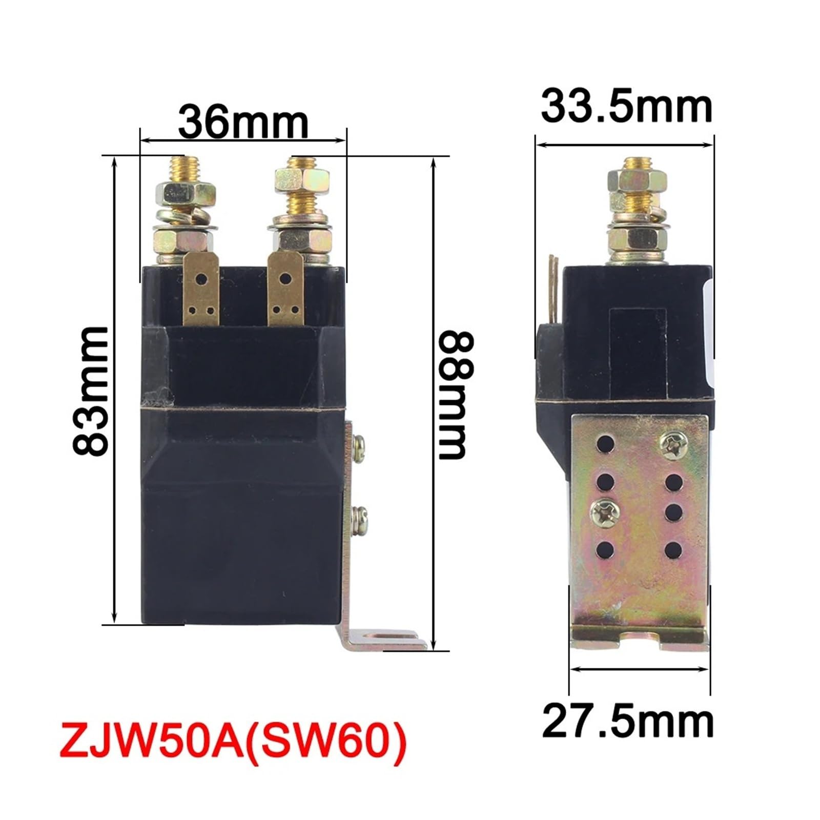 contactor de CC SW60 1NO Normalmente Abierto 12V 24V 36V 48V 60V 72V 50A Contactor CC ZJW50A(60V)