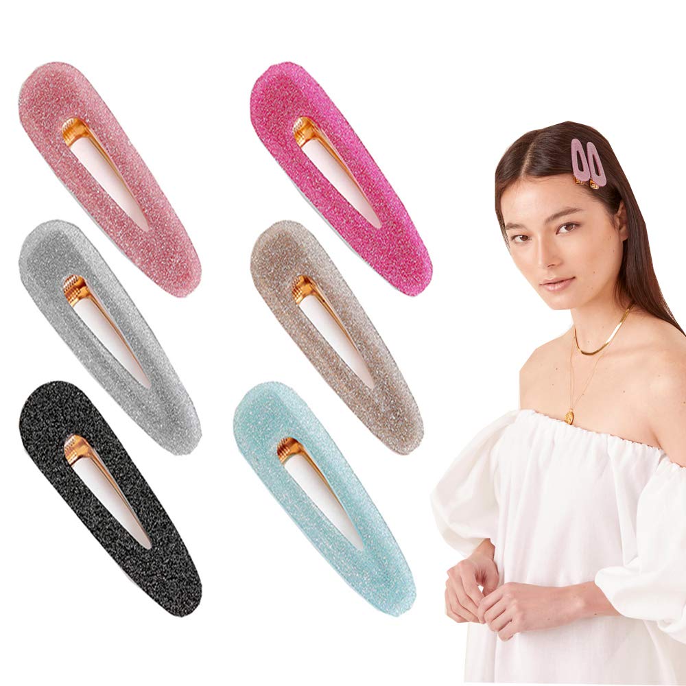 6 Pcs Acrylic Geometric Alligator Clips Water Drop Shaped Hairpins Starry Print Barrettes Hair Accessory for Women Girls