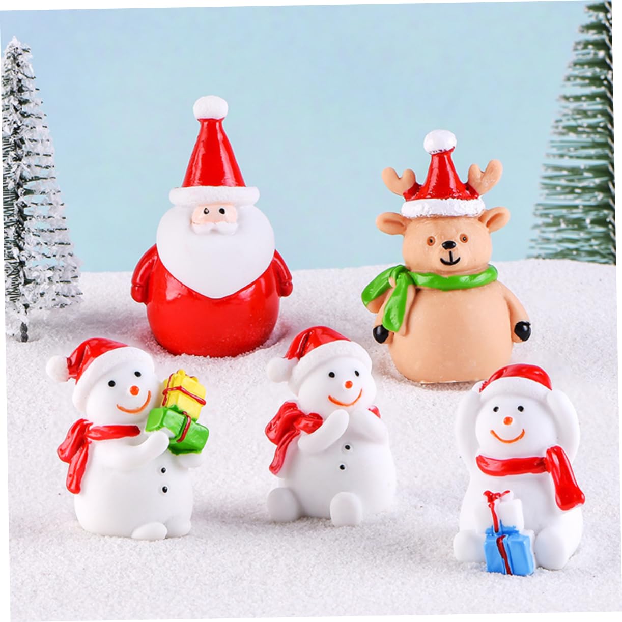Kisangel 42 Piezas Muñeca De Resina Navidad para Niños Estatuilla De Muñeco De Nieve De Navidad Decoración De Casa De as De Mini Adornos De Papa Noel Accesorios Escritorio